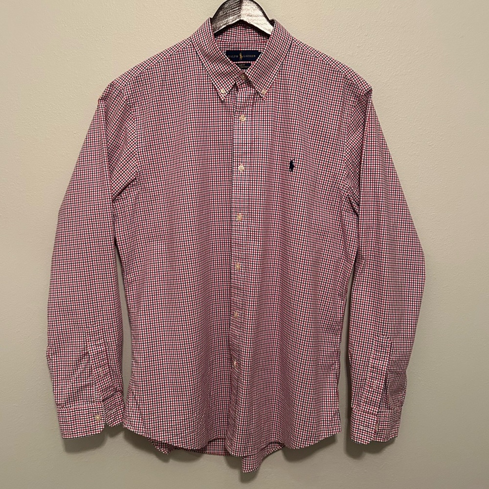 Ralph Lauren Men's Red and Blue Plaid Shirt - XL Slim Fit - 100% Cotton - Picture 2 of 8